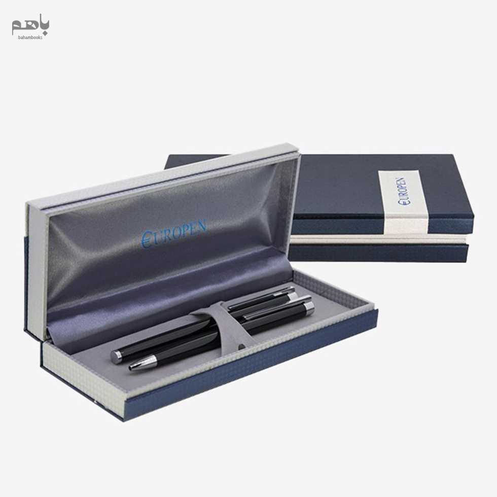 ست 2 تایی خودکار و خودنویس یوروپن مدل تئوری رنگ مشکی گیره کروم - 2