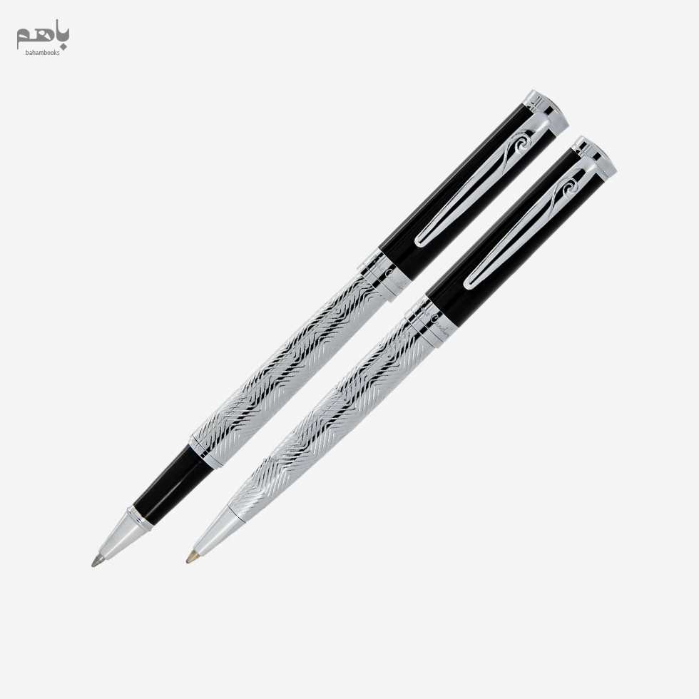 ست 2 تایی خودکار و روان نویس پیرکاردین مدل مارشال نیمه نقره ای گیره کروم