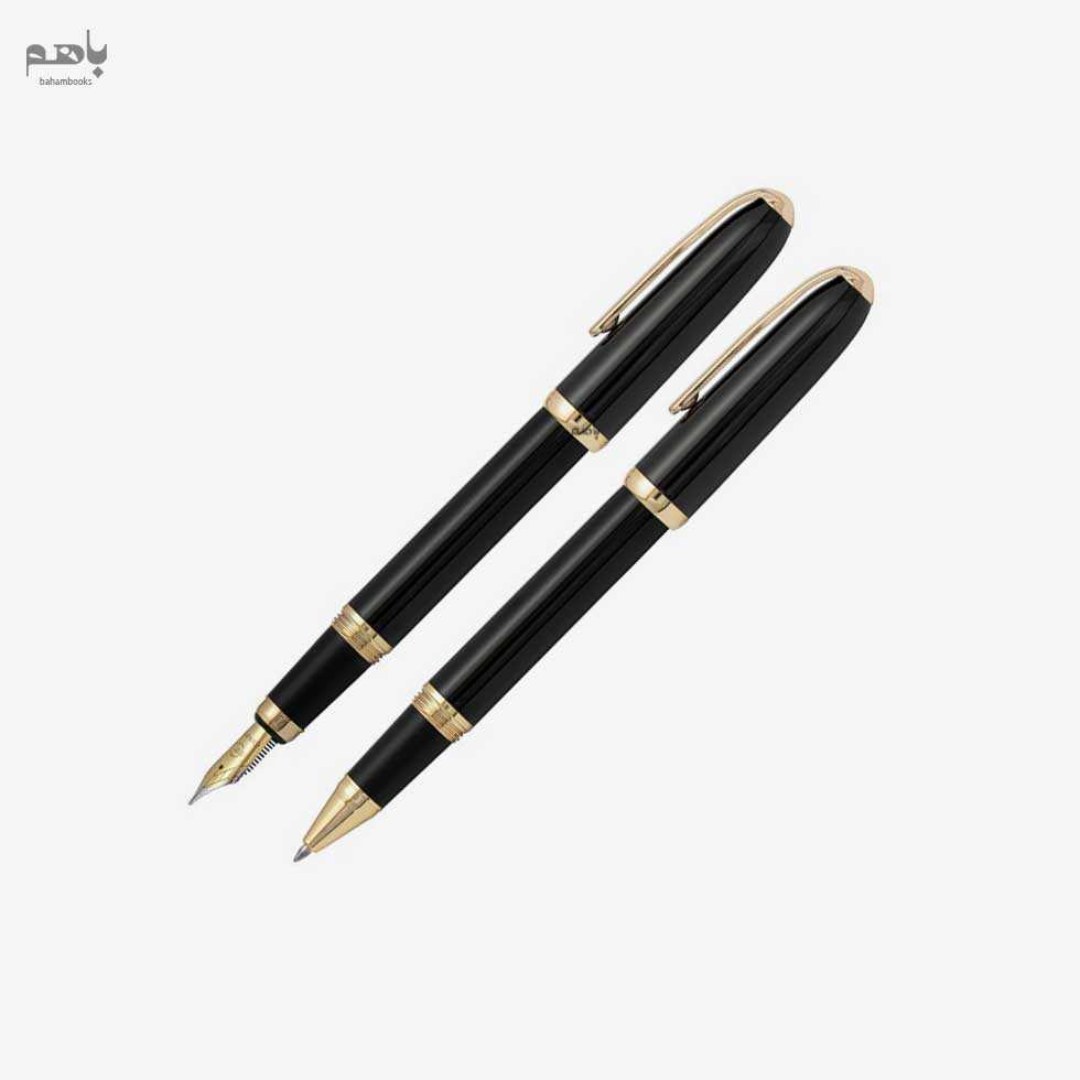 ست 2 عددی خودنویس و روان نویس یوروپن مدل الگانس رنگ مشکی گیره طلا - 1