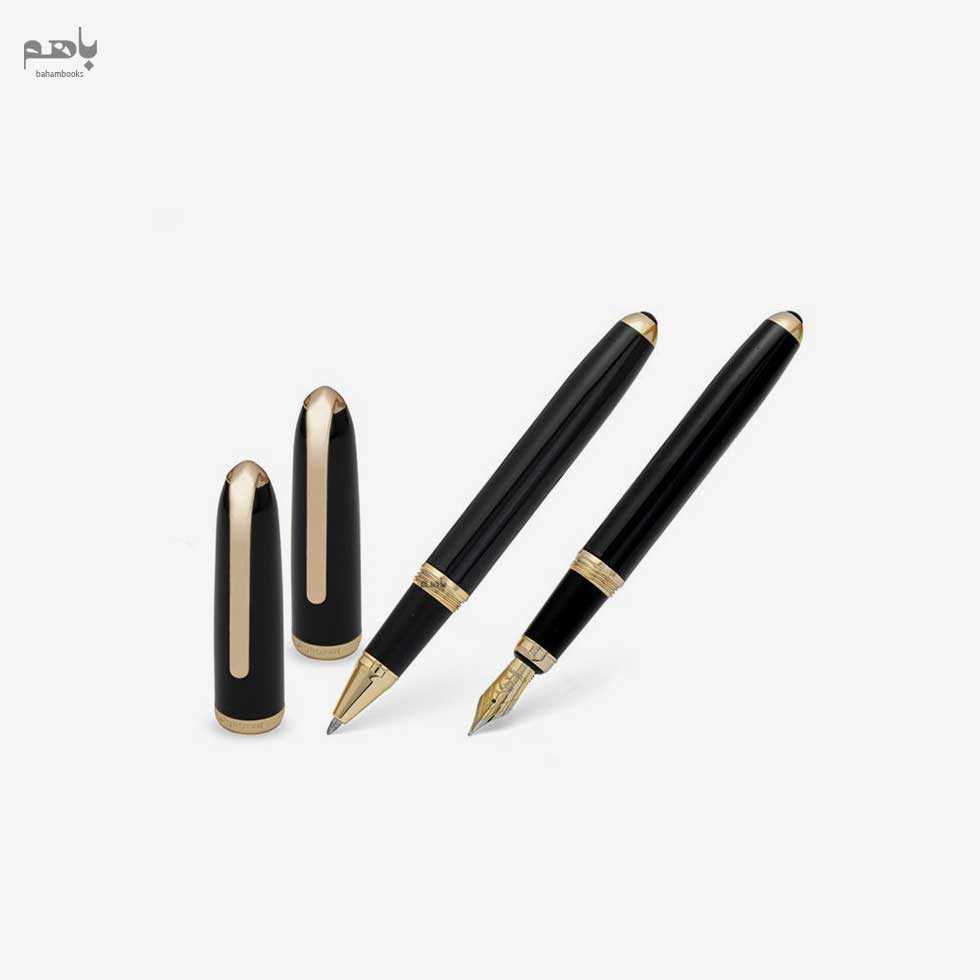 ست 2 عددی خودنویس و روان نویس یوروپن مدل الگانس رنگ مشکی گیره طلا - 0