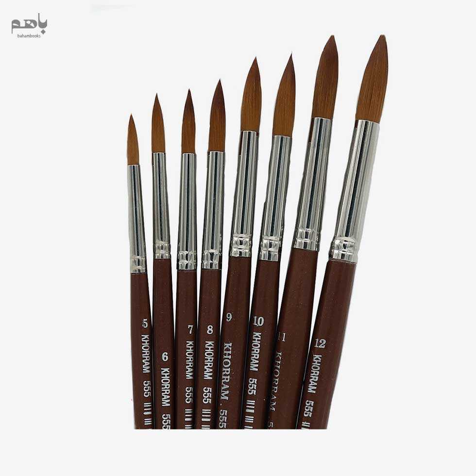 قلم‌ مو خرم مدل گرد دسته کوتاه موی نرم سری 555 شماره 18