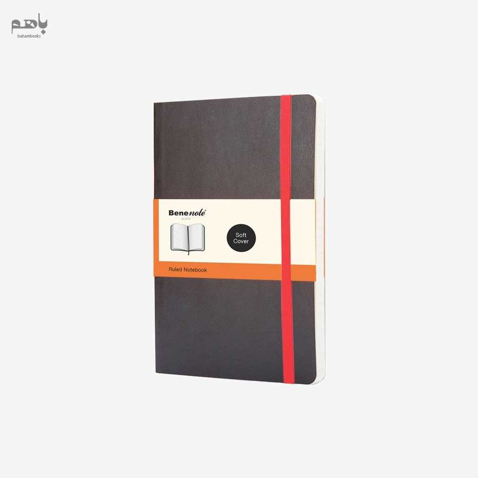 دفترچه یادداشت بنه‌ نوت مدل A5 جلد نرم رنگ مشکی کش قرمز