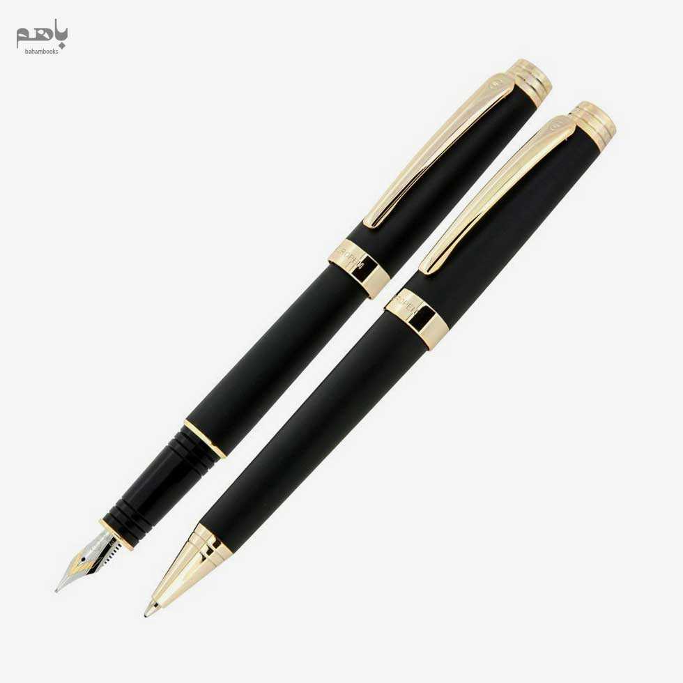 ست 2 تایی خودکار و خودنویس یوروپن مدل روک رنگ مشکی گیره طلا