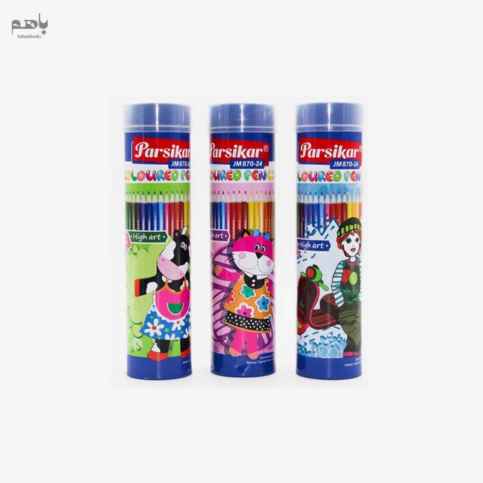 مداد رنگی پارسیکار 24 رنگ استوانه‌ای JM87024 - 0