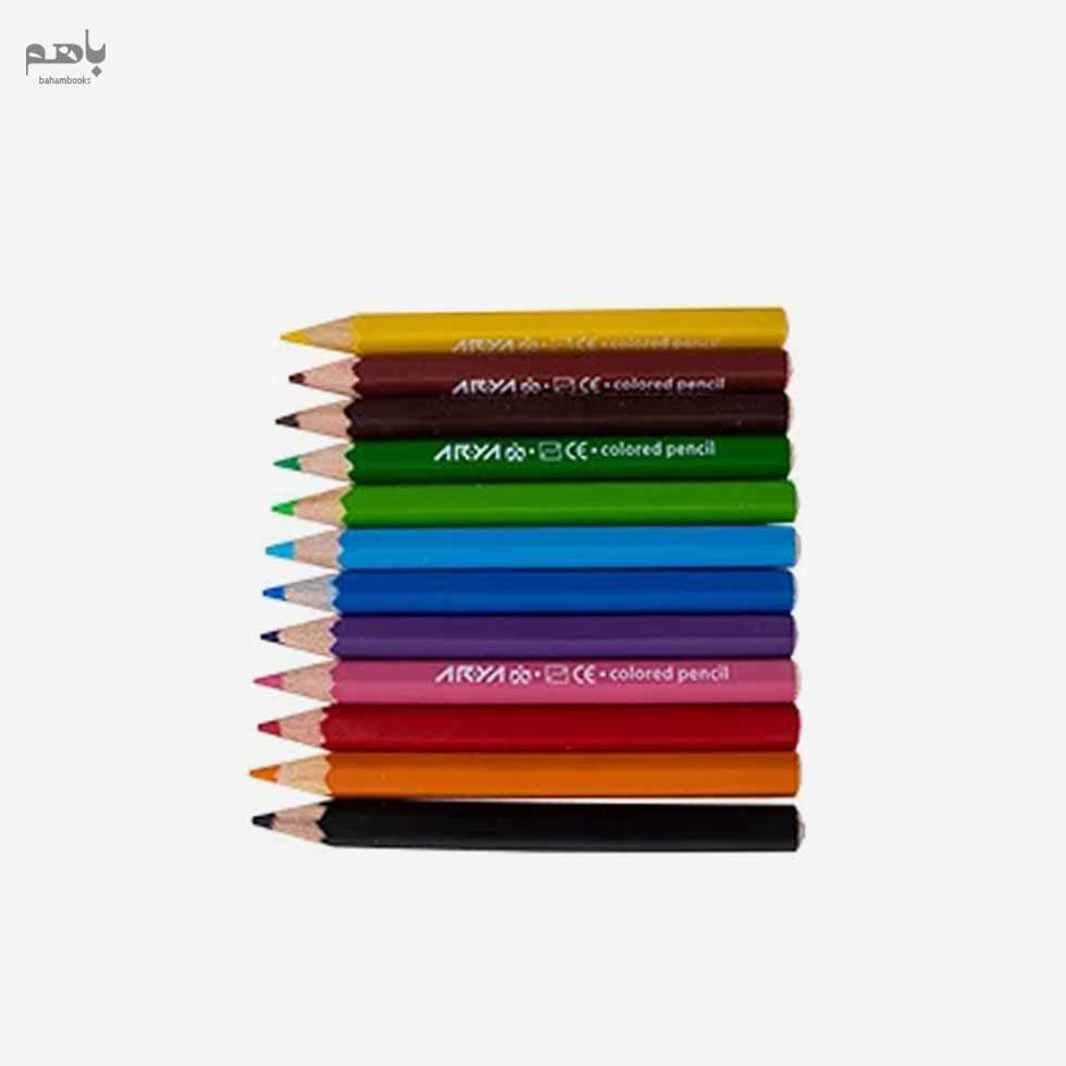 مداد رنگی آریا 12 رنگ کوتاه جعبه مقوایی 3072 - 0