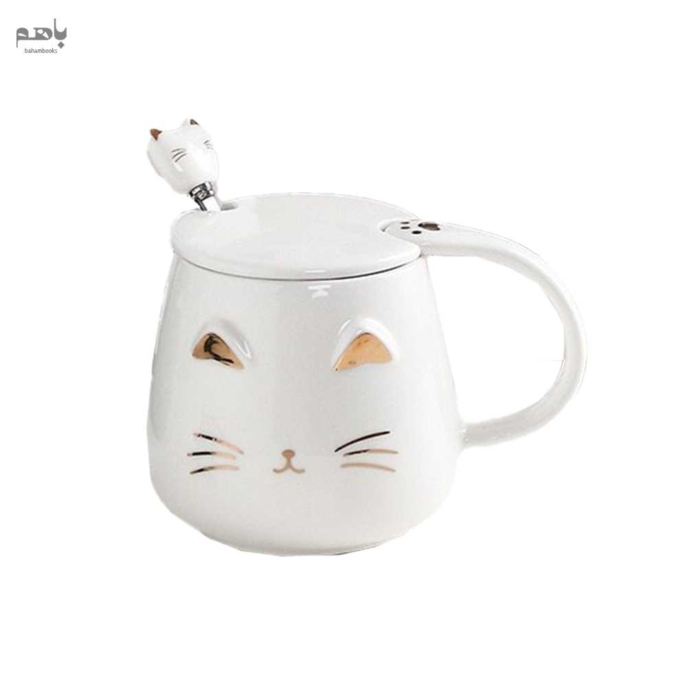 ماگ مدل درب‌دار طرح گربه کد 474 - 1