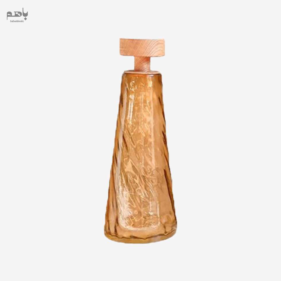 شمعدان و گلدان مخروطی چوب و شیشه 60 سانتی