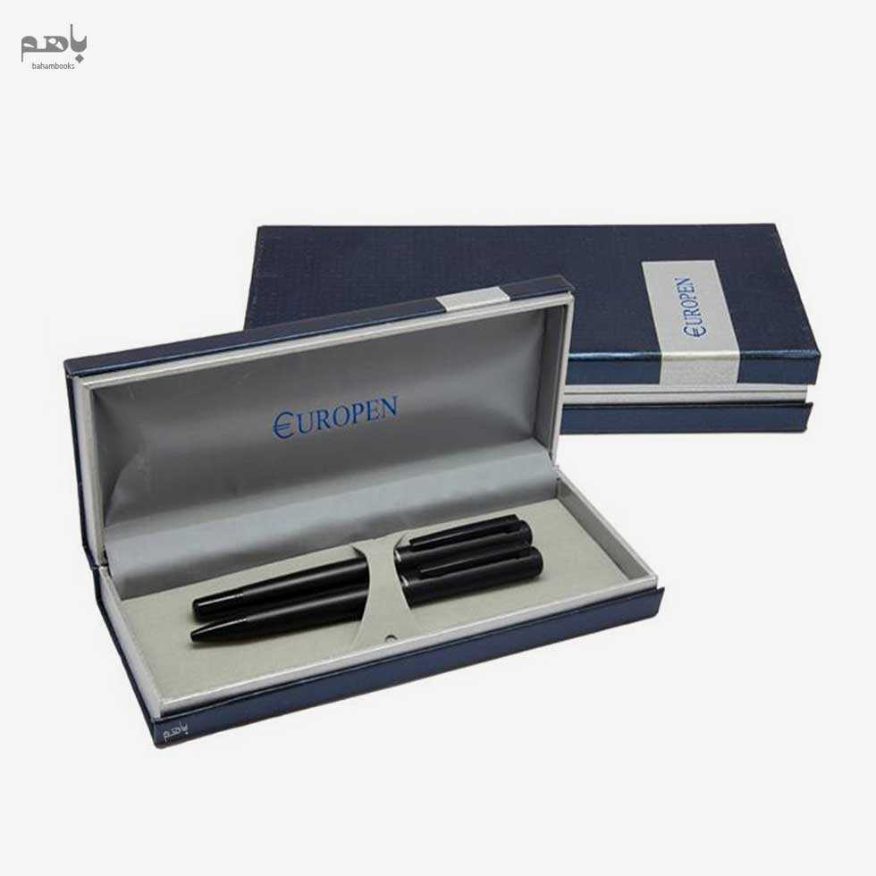 ست 2تایی خودکار و روان‌نویس یوروپن مدل سورت رنگ مشکی گیره مشکی - 2