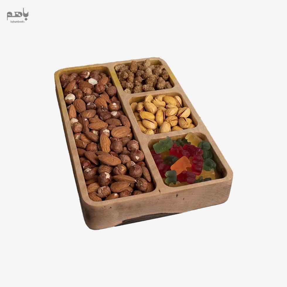 ظرف سرو آجیل و تنقلات چوب گردو z1015 - 0