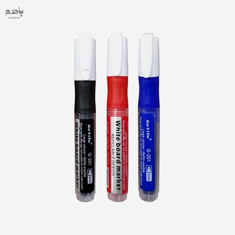 ماژیک وایت برد بنیتو مدل شارژی نوک گرد آبی قرمز مشکی کد K201