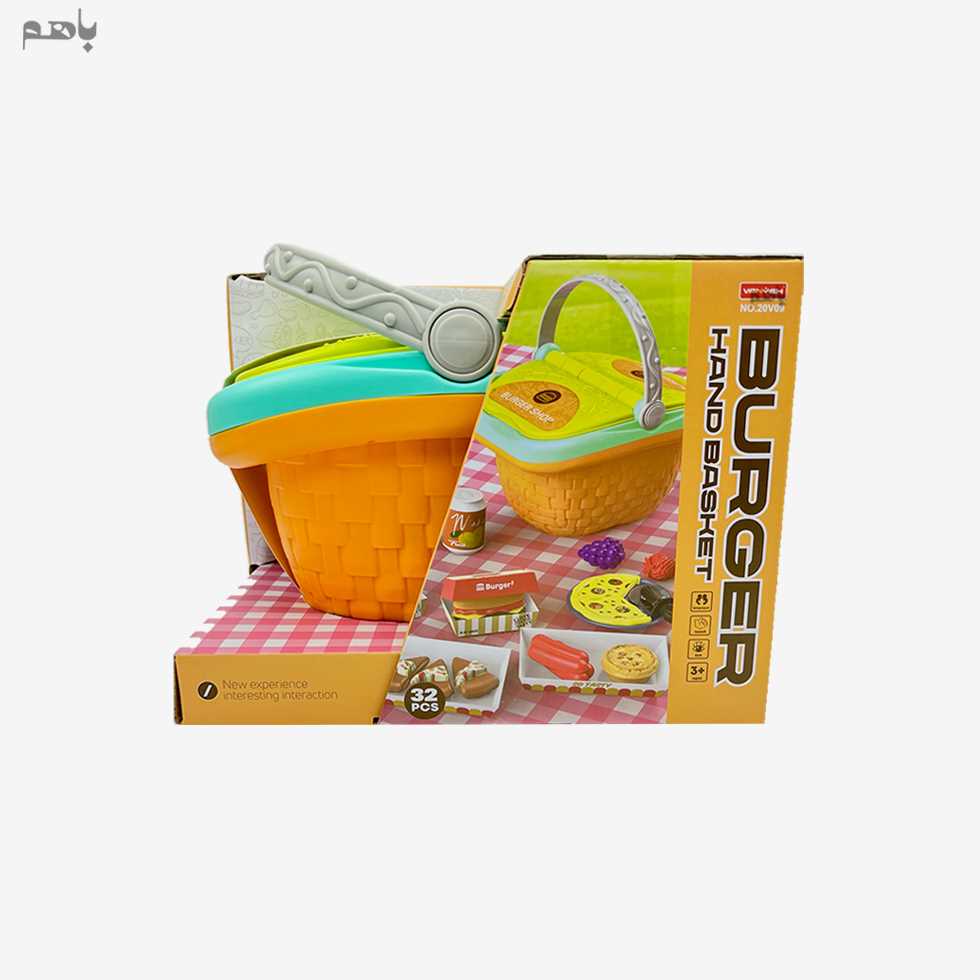 سبد دستی وان یه با تجهیزات آشپزی 32 تکه نارنجی سبز کد 20V09