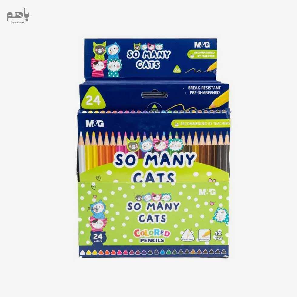 مداد رنگی ام اند جی مدل 3so many cats وجهی 24 رنگ جعبه مقوایی کد AWP343A2 - 0