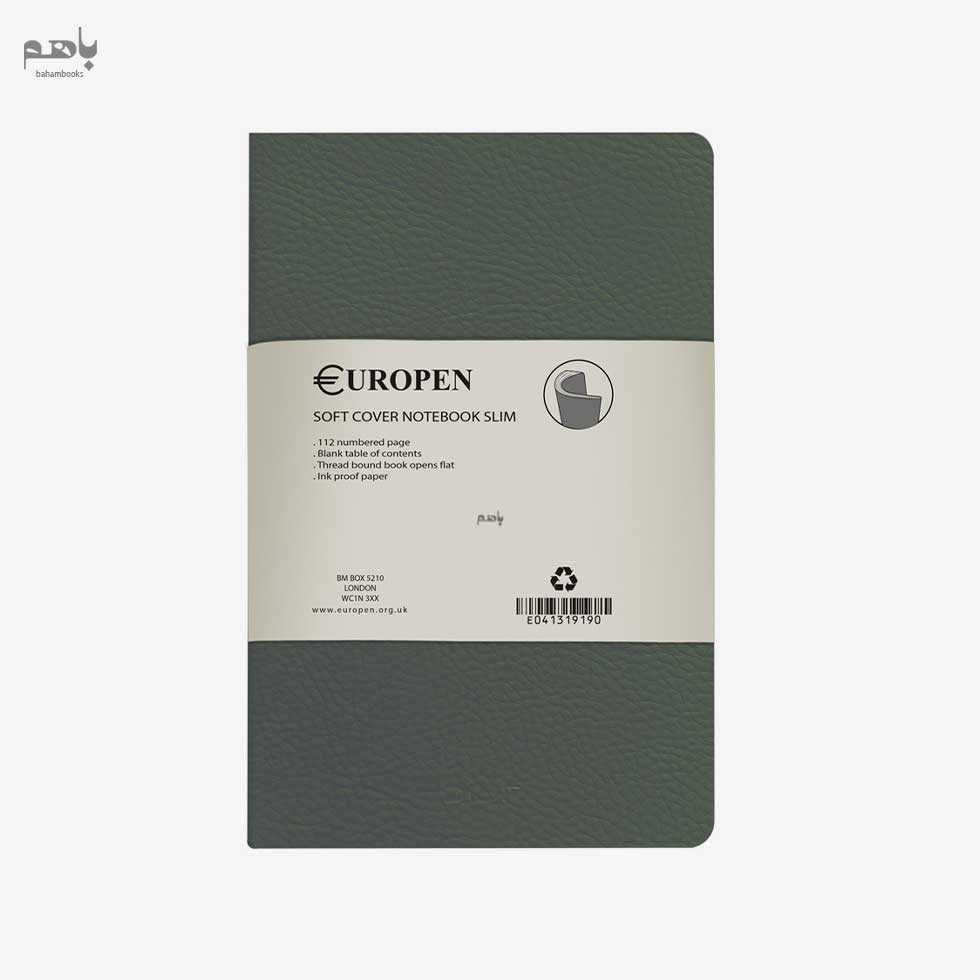 دفتر یوروپن سایز مدیوم اسلیم جلد نرم رنگ سبز تیره کد 113 - 0