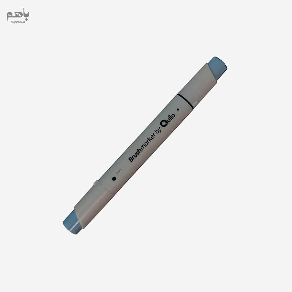ماژیک براش کویلو مدل 2 سر بدنه سفید رنگ خاکستری آبی کد BG5
