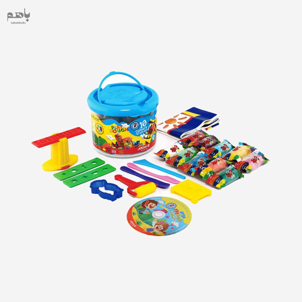 خمیر بازی آریا 12 رنگ سطلی همراه با دی‌وی‌دی (1069)