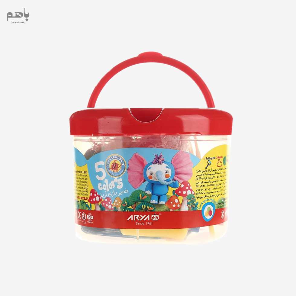 خمیر بازی آریا مدل سطلی 5 رنگ  کد 1062 - 0