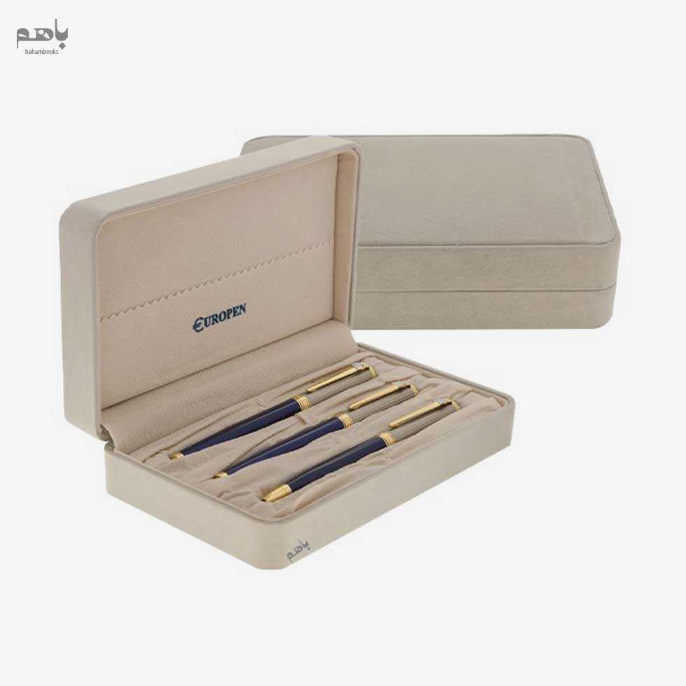 ست 3 تایی خودنویس و خودکار و روان‌نویس یوروپن مدل اسپیریت رنگ سرمه‌ای - 1