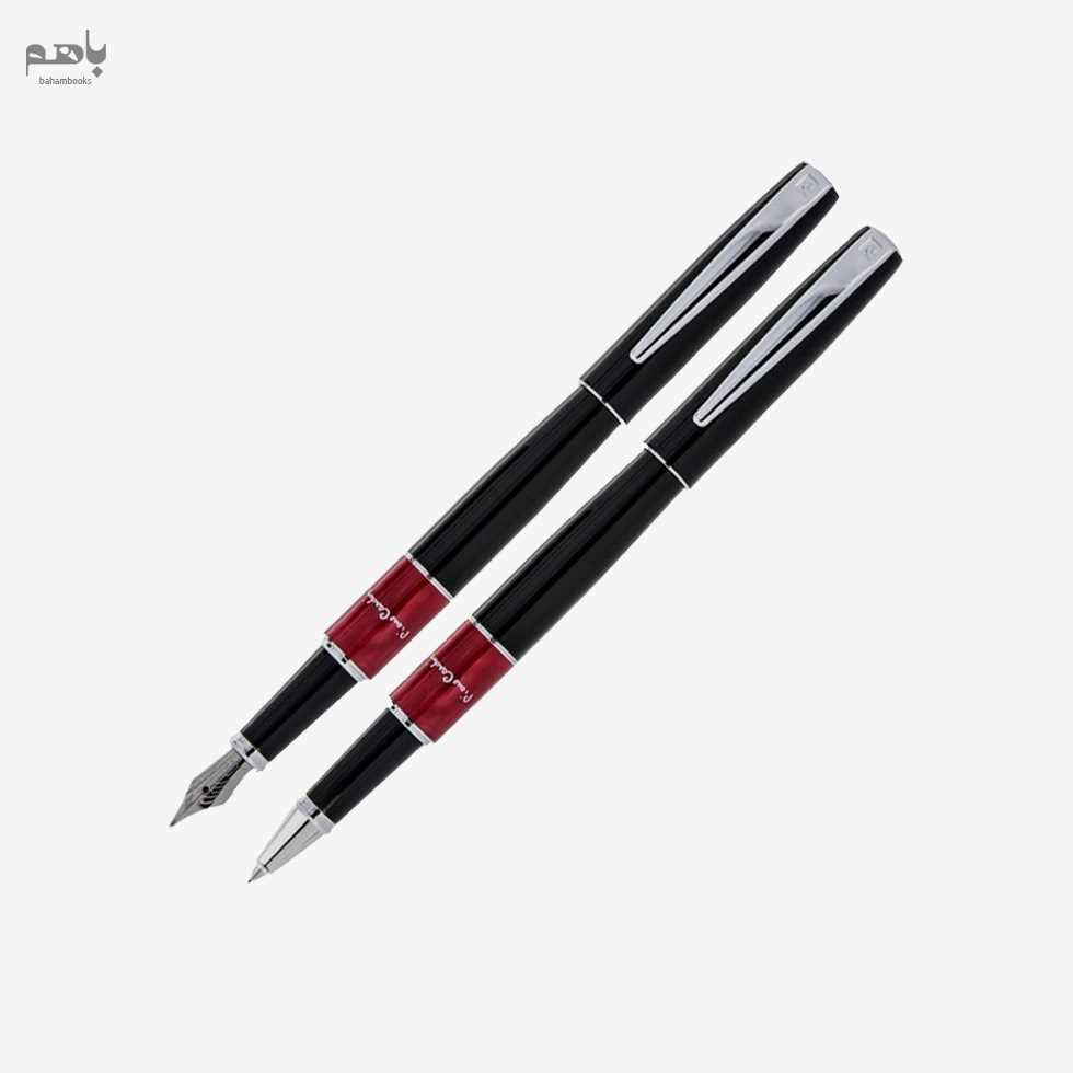 ست 2 تایی خودکار و خودنویس پیرکاردین مدل لیبرا رنگ قرمز گیره کروم