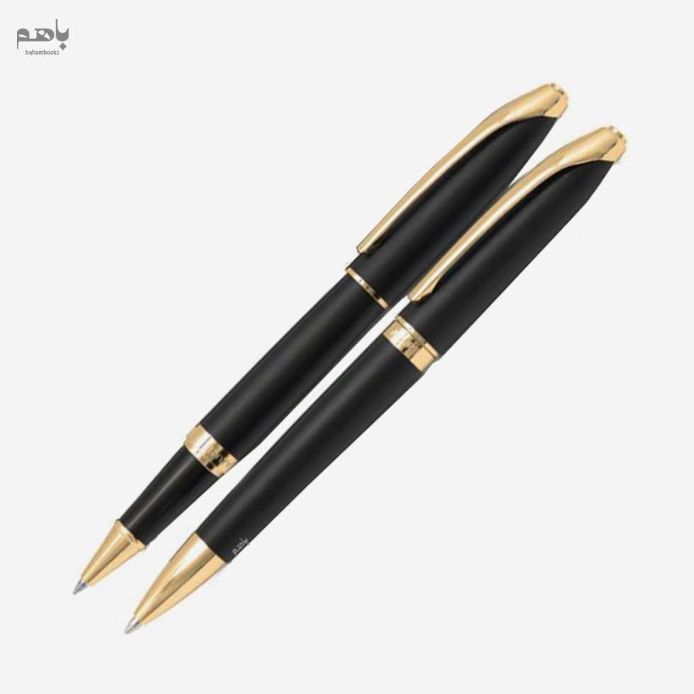 ست 2 تایی خودکار و روان نویس یوروپن مدل رینگ رنگ مشکی گیره طلا - 0