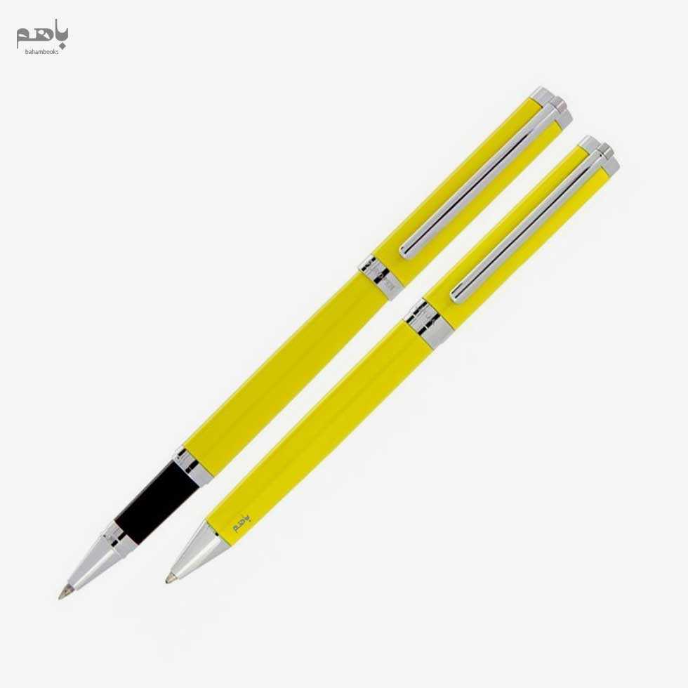 ست 2 تایی خودکار و روان‌نویس یوروپن مدل لیندا رنگ زرد گیره طلا - 0