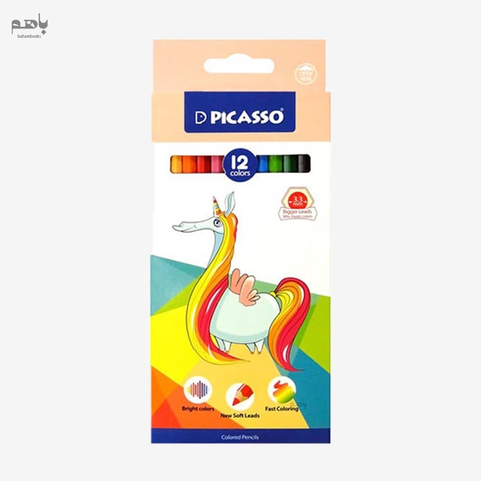 تصویر  مداد رنگي پيكاسو مدل جعبه مقوايي 12 رنگ طرح حيوانات
