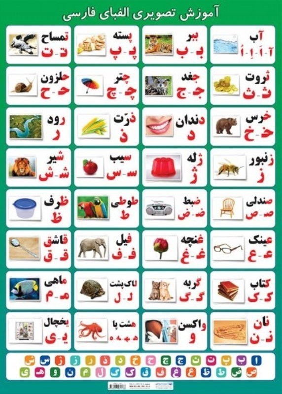 تصویر  پوستر وايت‌بردي الفباي فارسي 50 در 70