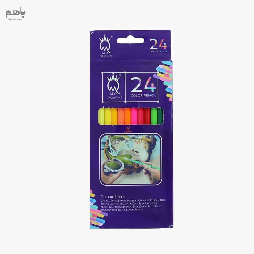 تصویر  مداد رنگي ام كيو 24 رنگ مدل جعبه مقوايي