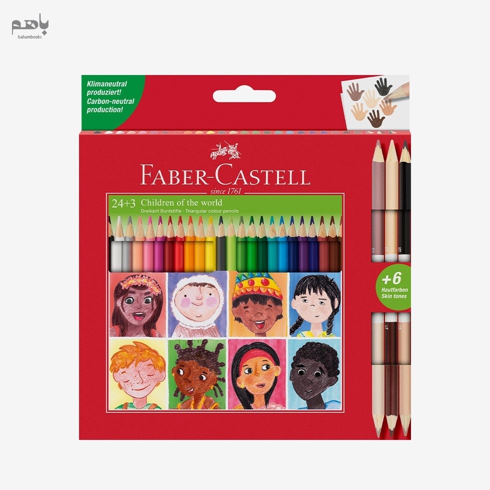 تصویر  مداد رنگي فابر كاستل 24 رنگ به همراه 6 رنگ پوست جعبه مقوايي 511515