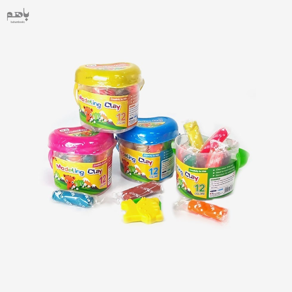 تصویر  خمير بازي ام اند جي مدل 12 رنگ MODELING CLAY طرح قلبي سبز كد AKE04469