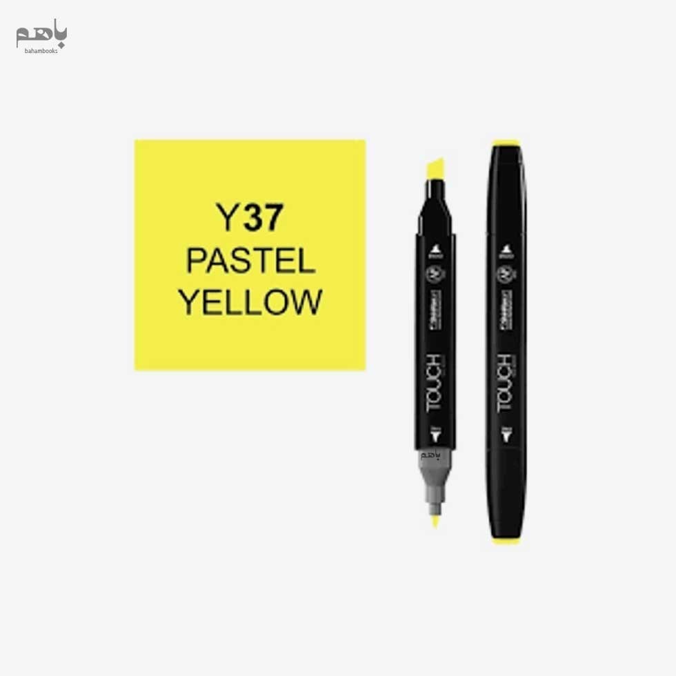 تصویر  ماژيک راندو دو سر تاچ بدنه مشكي رنگ زرد پاستلي كد Y37